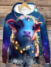 Warm Wishes Highland Cow Print Hoodie