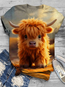 Cute Highland Cow Baby Crew Neck T-shirt