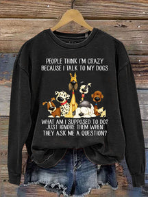 Funng Dog Lover Letter Print Sweatshirt