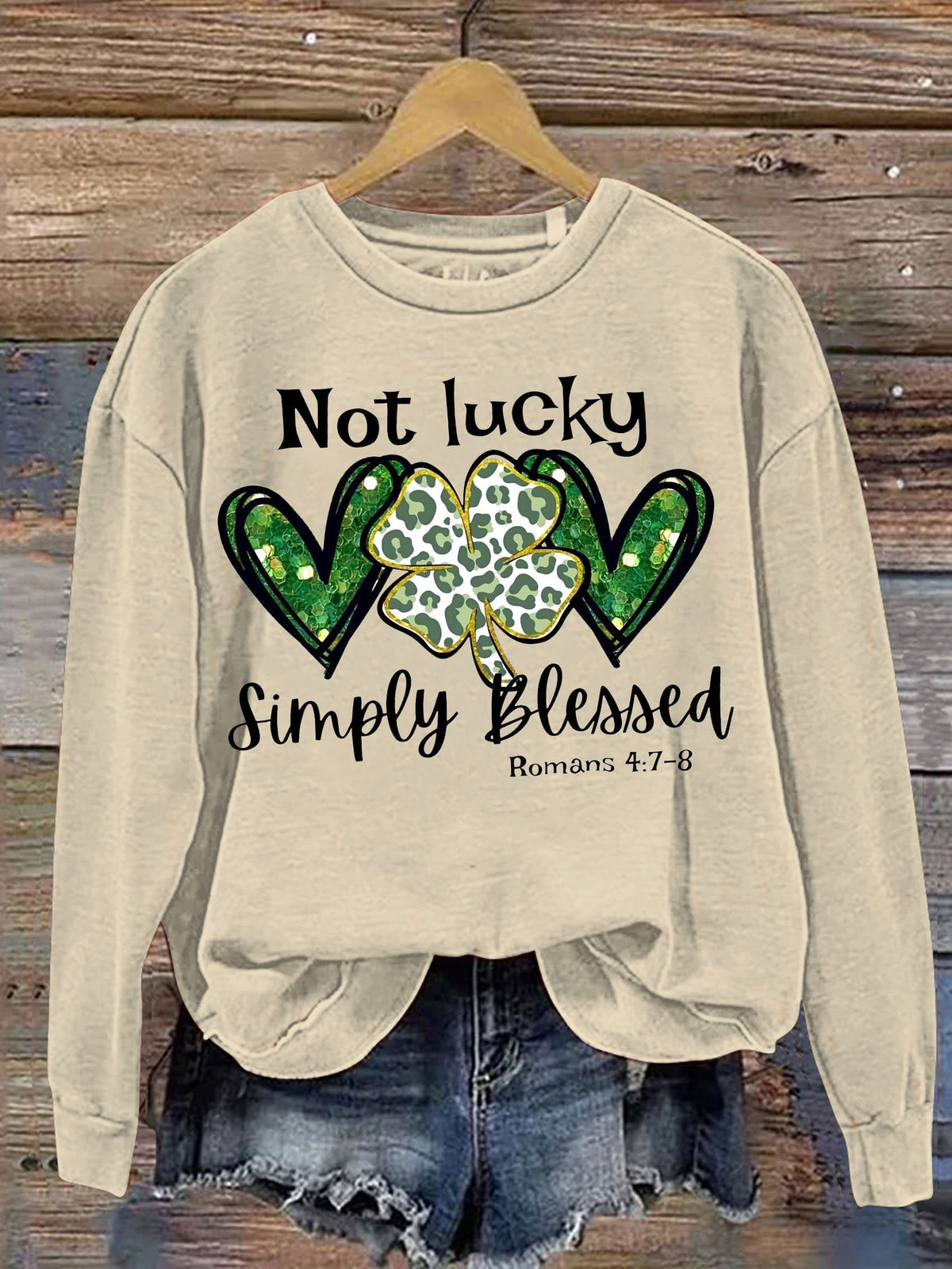 Eagerlys Happy St. Patrick's Day Clover Print Casual  Sweatshirt