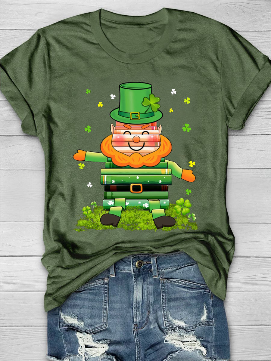 Eagerlys Librarian St. Patrick's Day Leprechaun Short Sleeve T-shirt