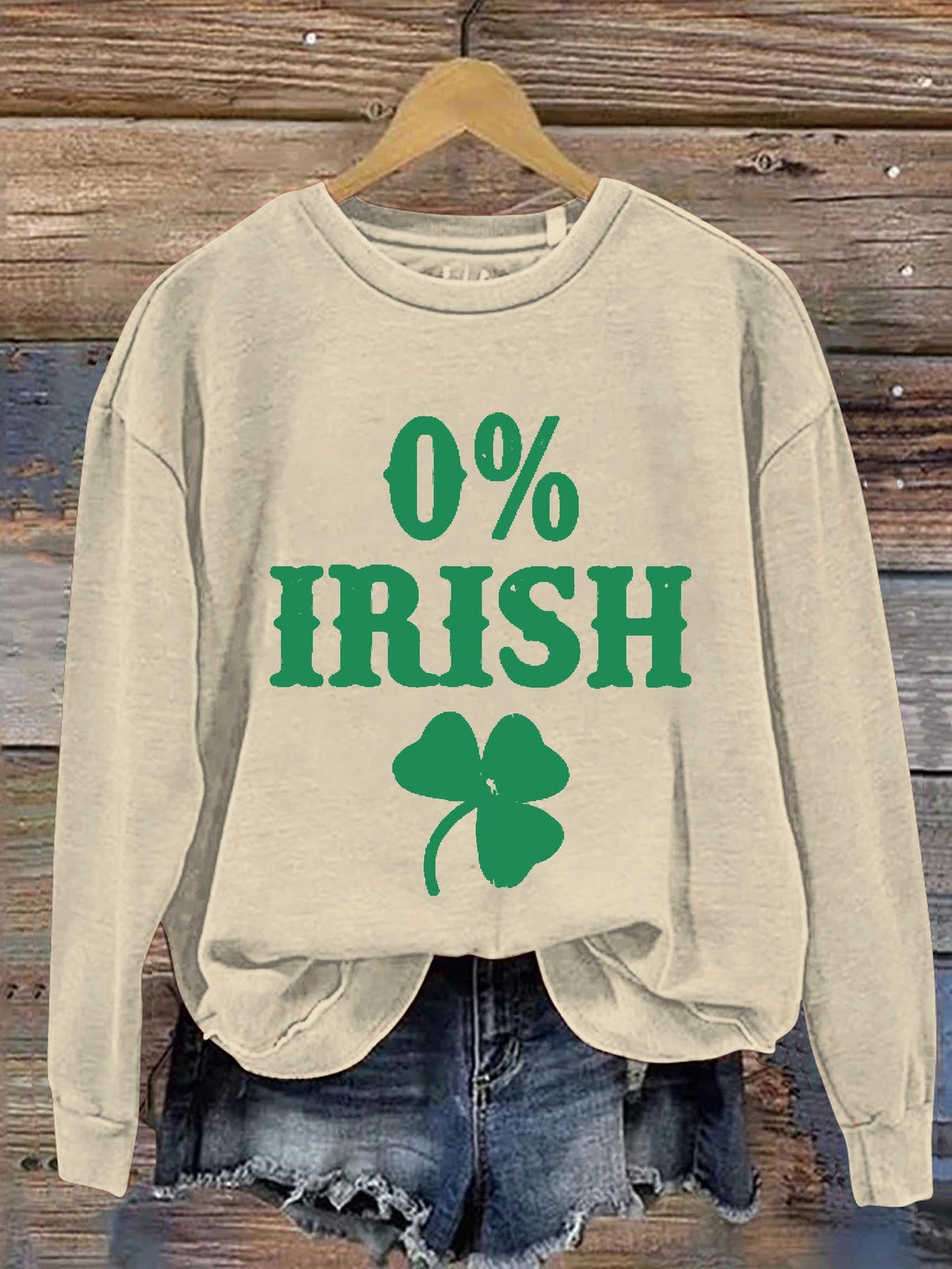 Eagerlys 0% Irish St. Patrick's Day Art Print Pattern Casual Sweatshirt