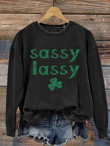 Eagerlys Sassy Lassy St. Patrick's Day Print Casual  Sweatshirt