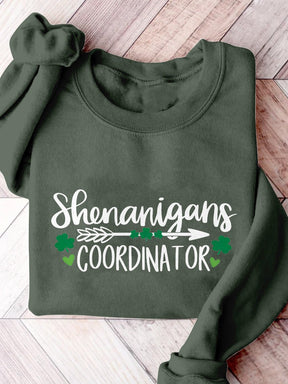 Eagerlys Shenanigans Coordinator St. Patrick's Day Print Casual Sweatshirt