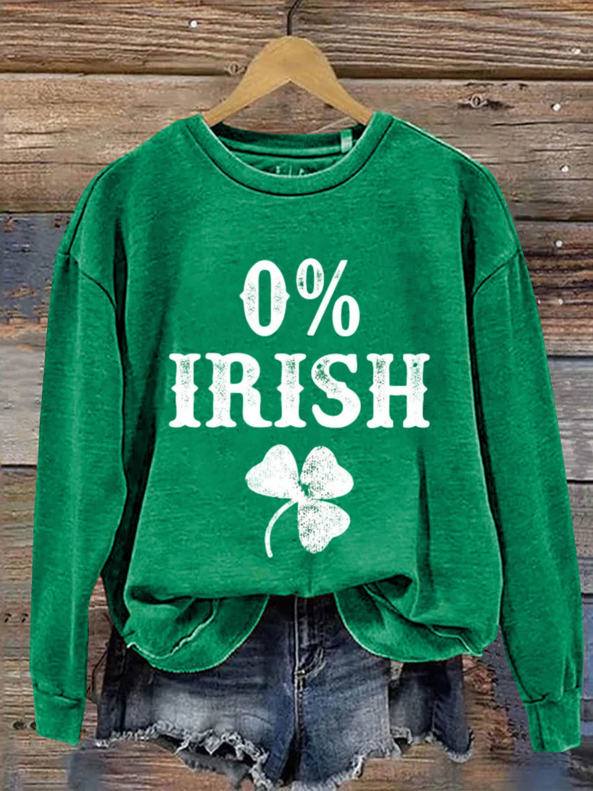 Eagerlys 0% Irish St. Patrick's Day Art Print Pattern Casual Sweatshirt