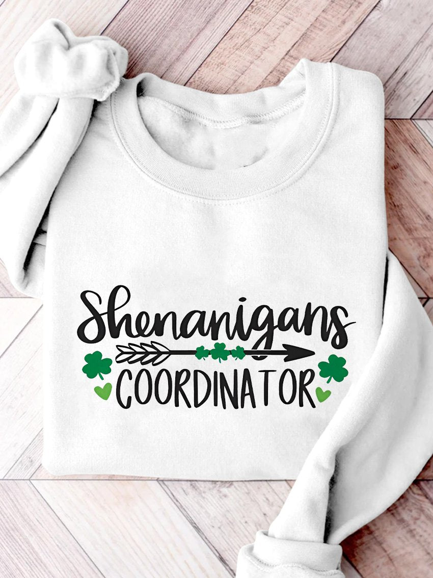 Eagerlys Shenanigans Coordinator St. Patrick's Day Print Casual Sweatshirt