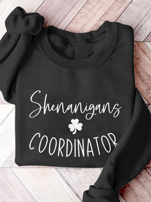 Eagerlys Shenanigans Coordinator Drinking Beer St. Patrick's Day Print Casual Sweatshirt