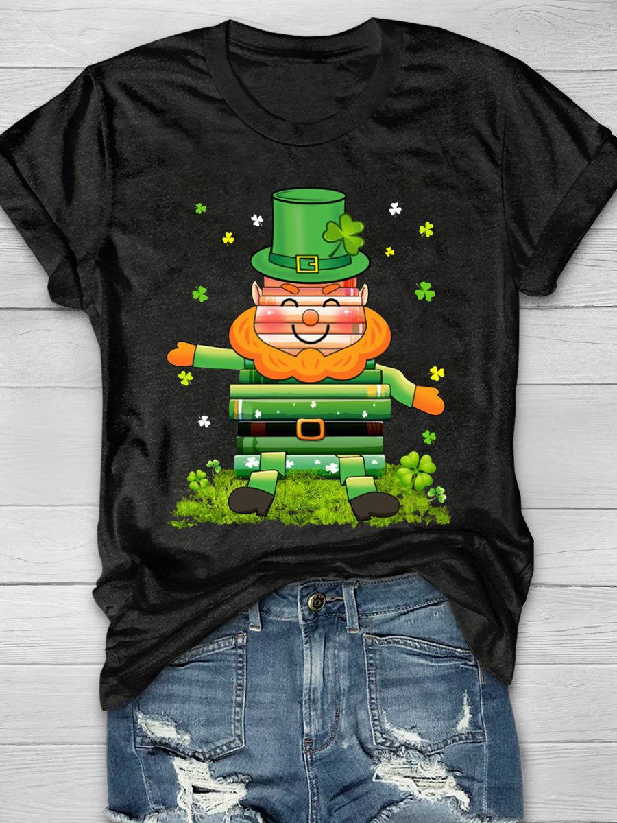 Eagerlys Librarian St. Patrick's Day Leprechaun Short Sleeve T-shirt