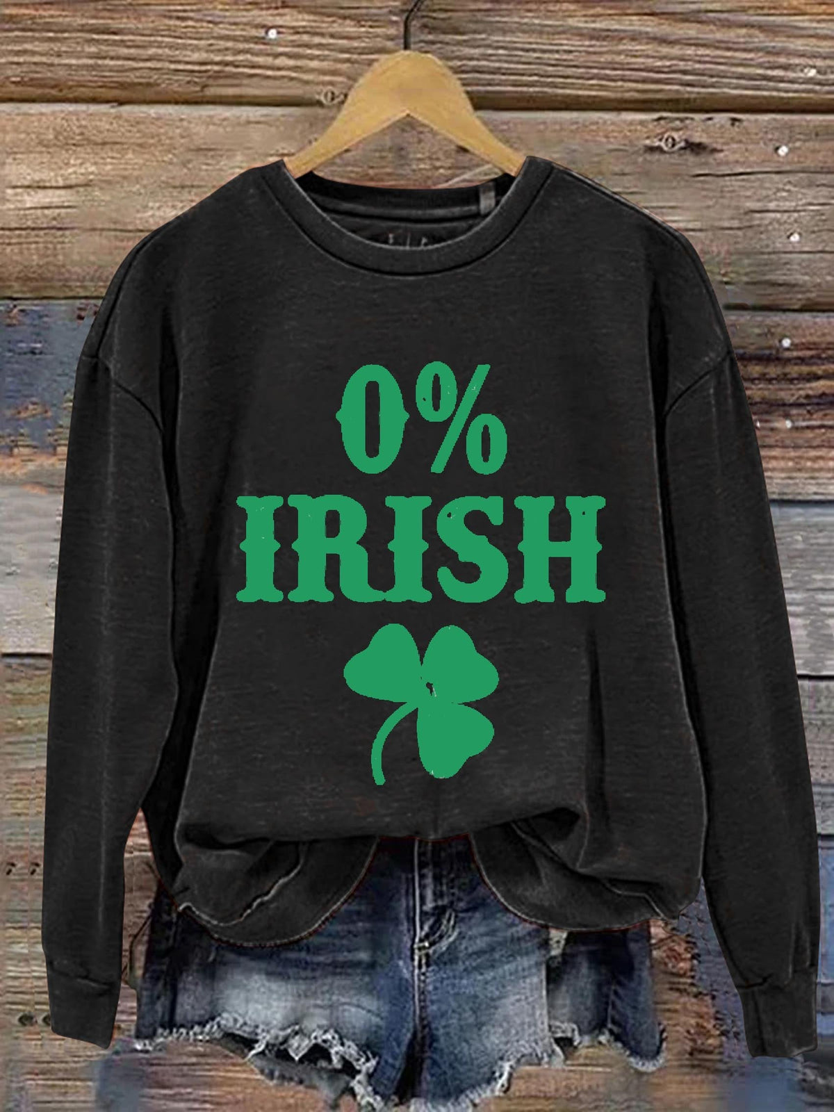 Eagerlys 0% Irish St. Patrick's Day Art Print Pattern Casual Sweatshirt