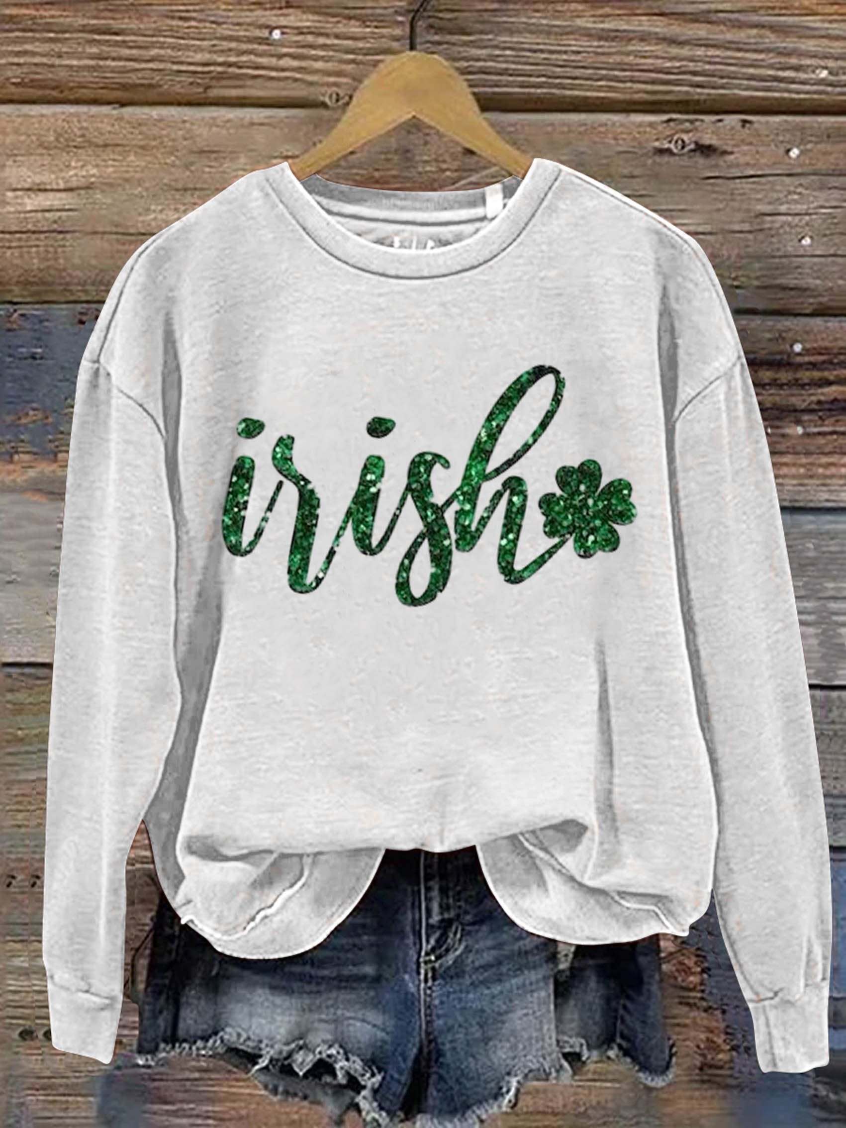 Eagerlys St. Patrick's Day Irish Art Print Pattern Casual Sweatshirt