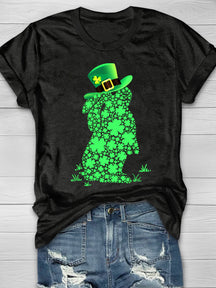 Eagerlys Rabbit Four Leaf Clover Short Sleeve T-shirt