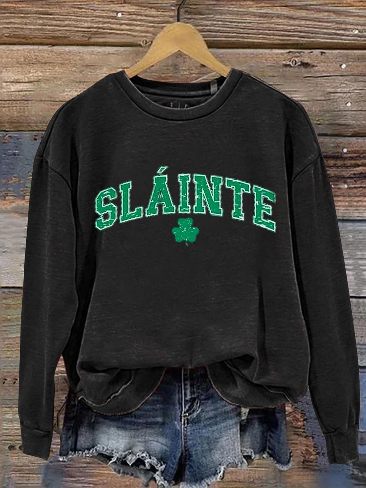 Eagerlys Slainte St. Patrick's Day Art Print Pattern Casual Sweatshirt