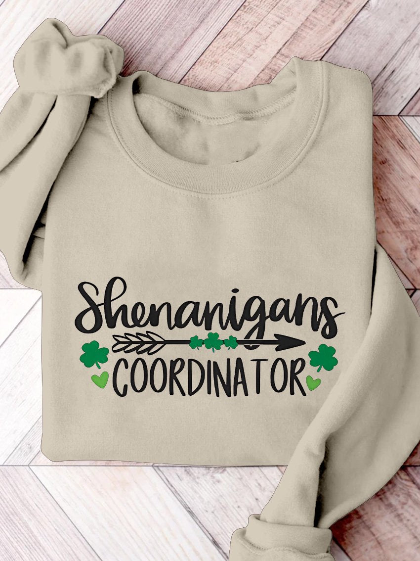 Eagerlys Shenanigans Coordinator St. Patrick's Day Print Casual Sweatshirt