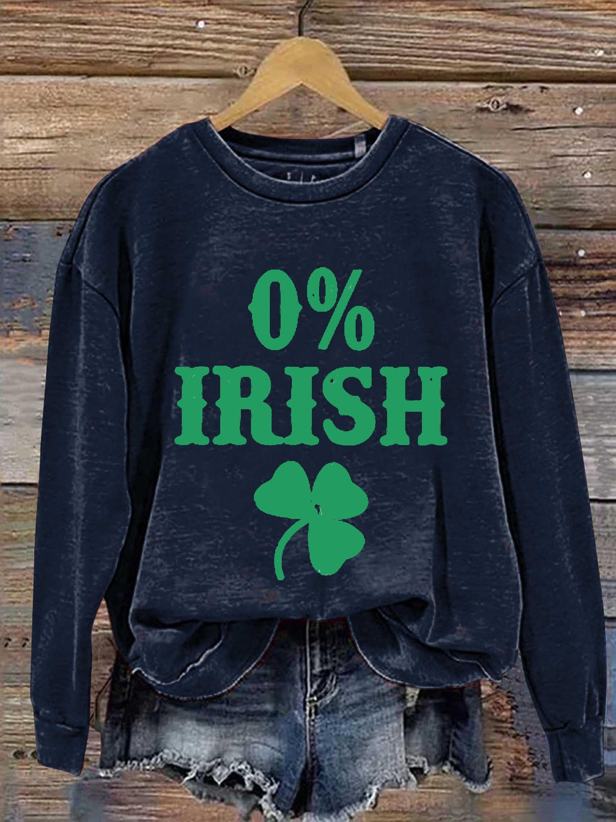 Eagerlys 0% Irish St. Patrick's Day Art Print Pattern Casual Sweatshirt