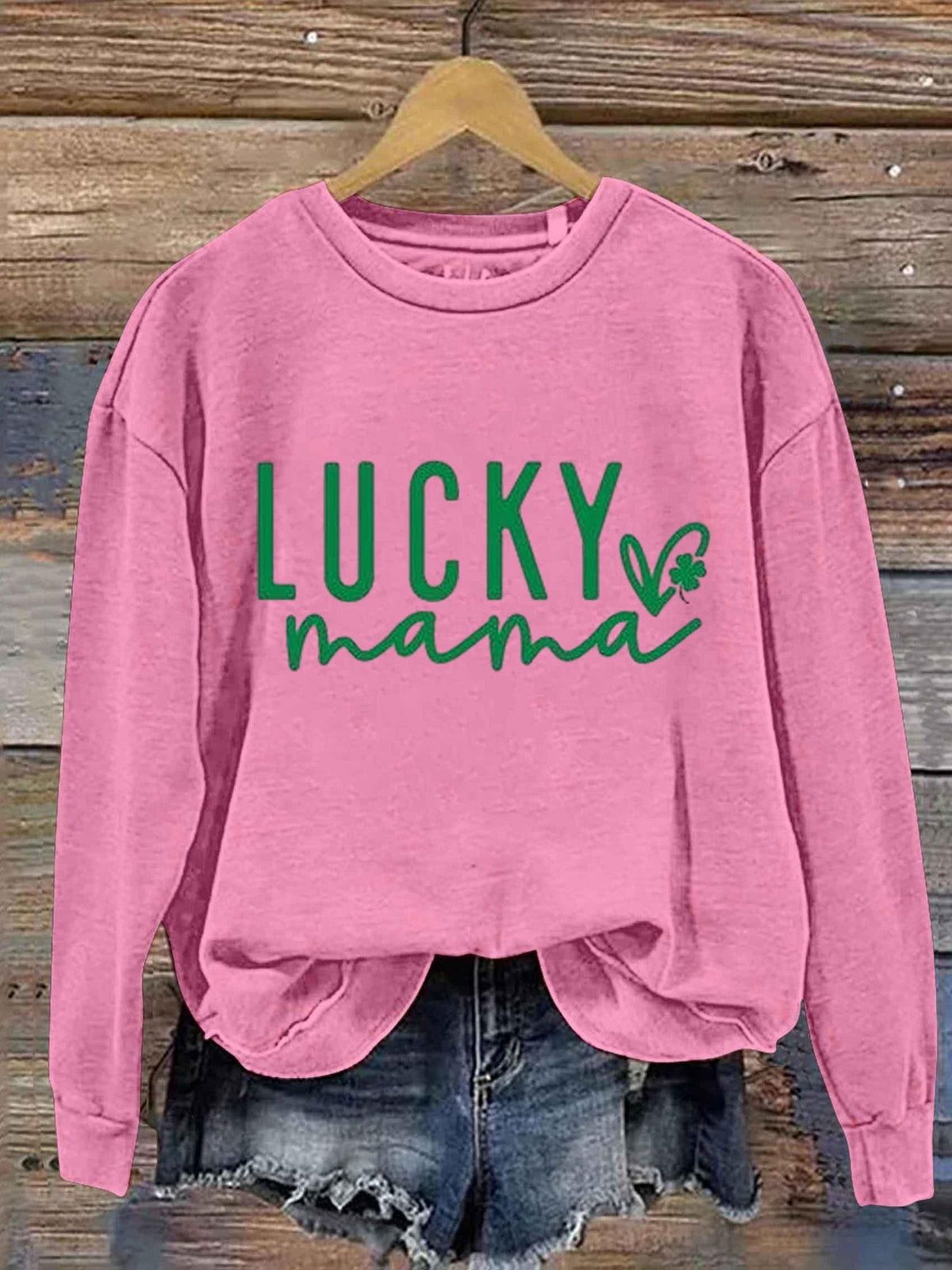 Eagerlys Lucky Mama St. Patrick's Day Art Print Pattern Casual Sweatshirt