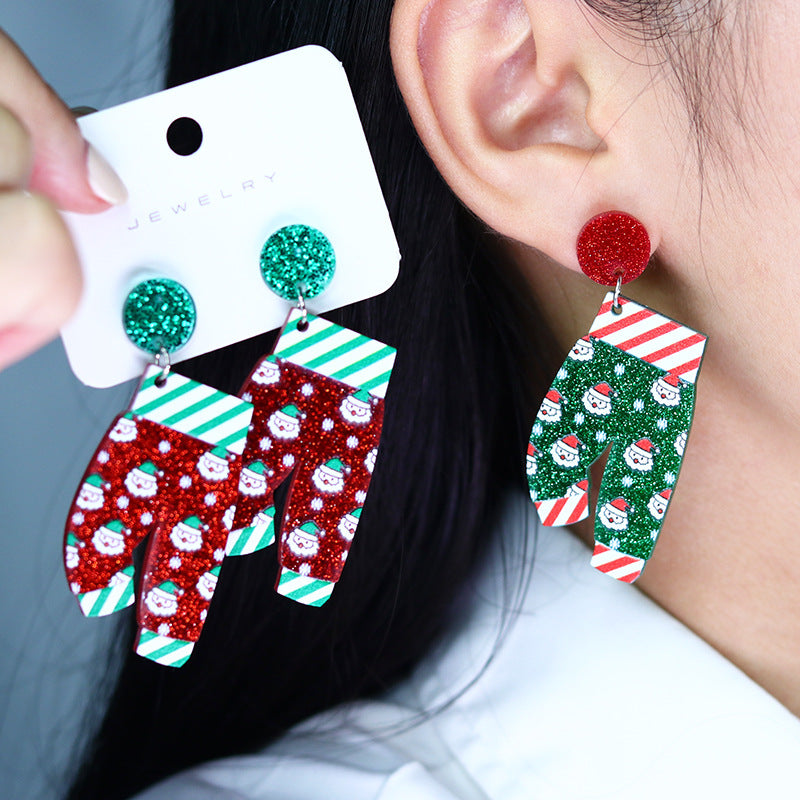 Santa Claus Christmas Pants Earrings