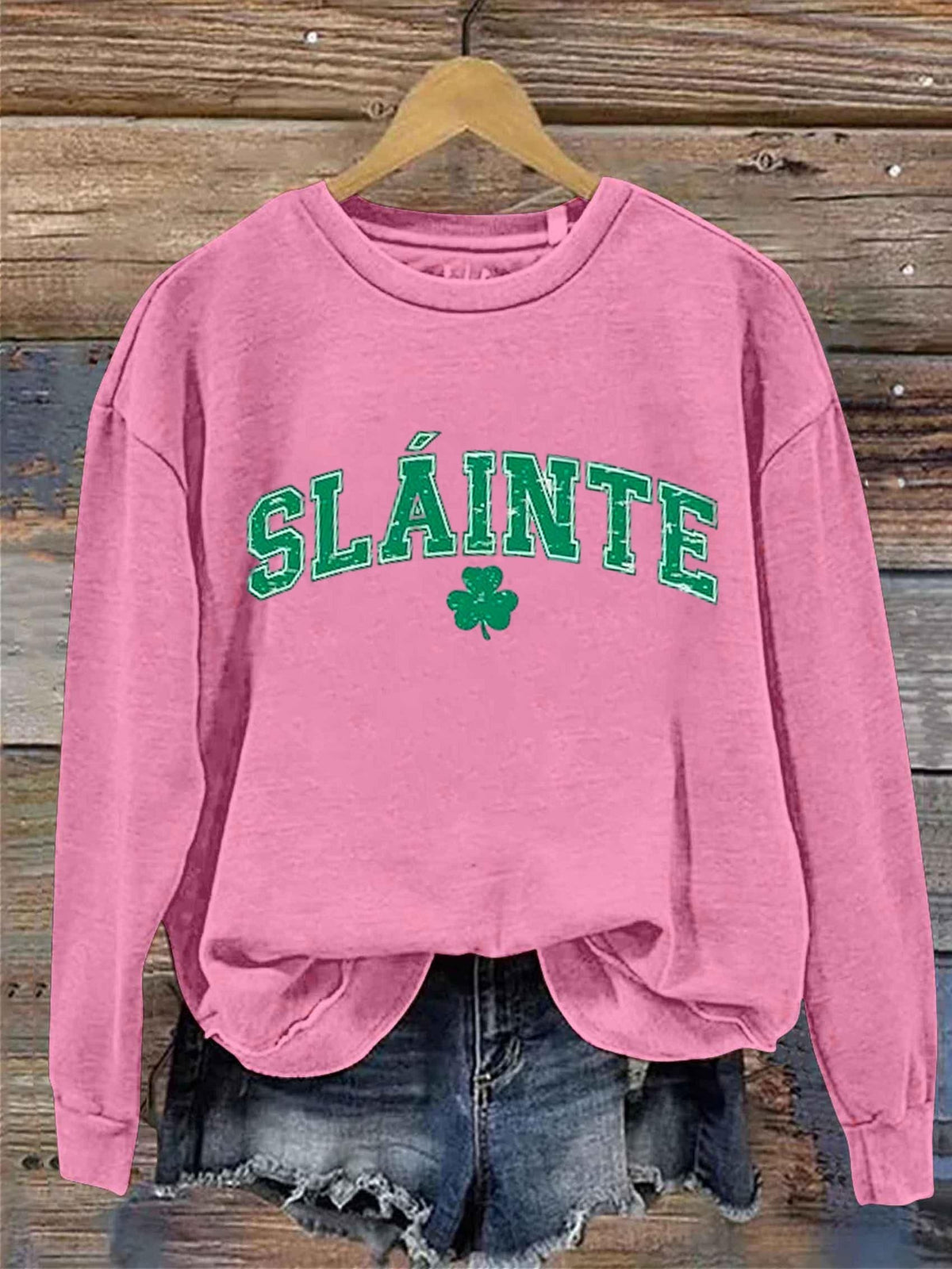 Eagerlys Slainte St. Patrick's Day Art Print Pattern Casual Sweatshirt