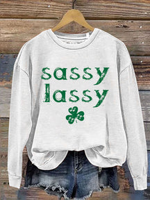 Eagerlys Sassy Lassy St. Patrick's Day Print Casual  Sweatshirt