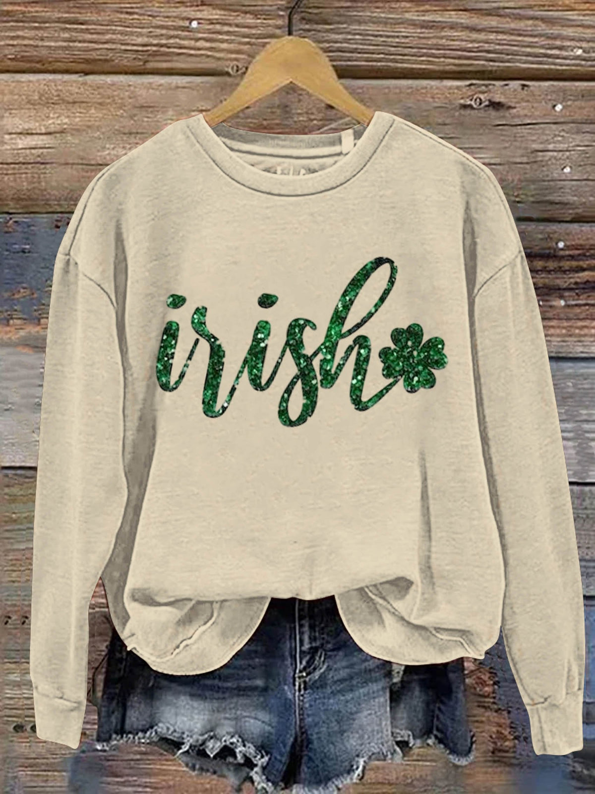 Eagerlys St. Patrick's Day Irish Art Print Pattern Casual Sweatshirt