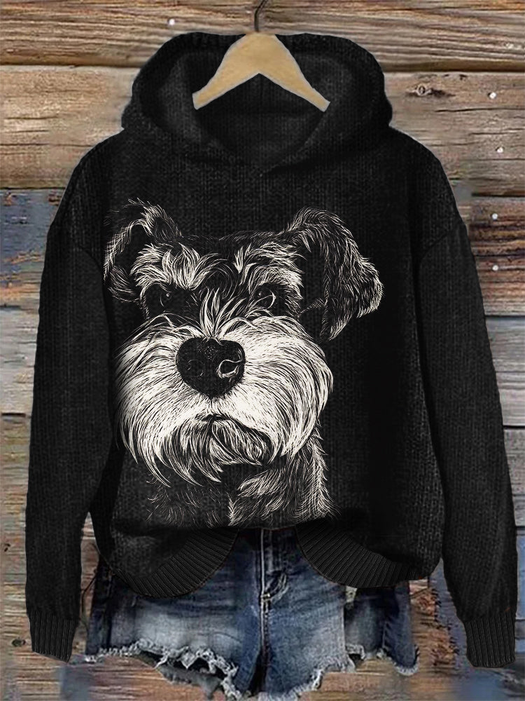 Lovely Fuzzy Dog Cozy Knit Hoodie