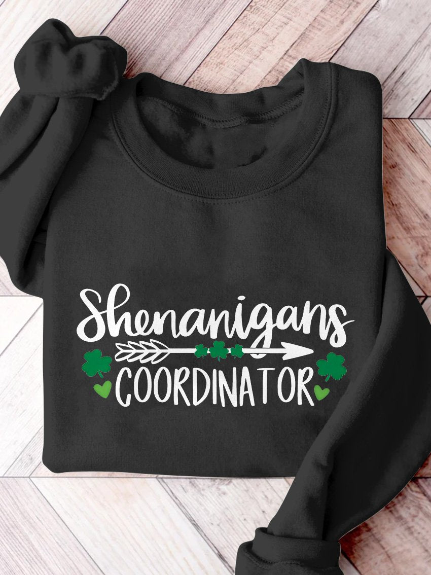 Eagerlys Shenanigans Coordinator St. Patrick's Day Print Casual Sweatshirt