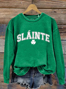 Eagerlys Slainte St. Patrick's Day Art Print Pattern Casual Sweatshirt