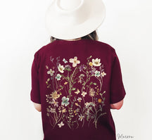 Pressed Flowers Back Print Tshirt Garden Lover Gift