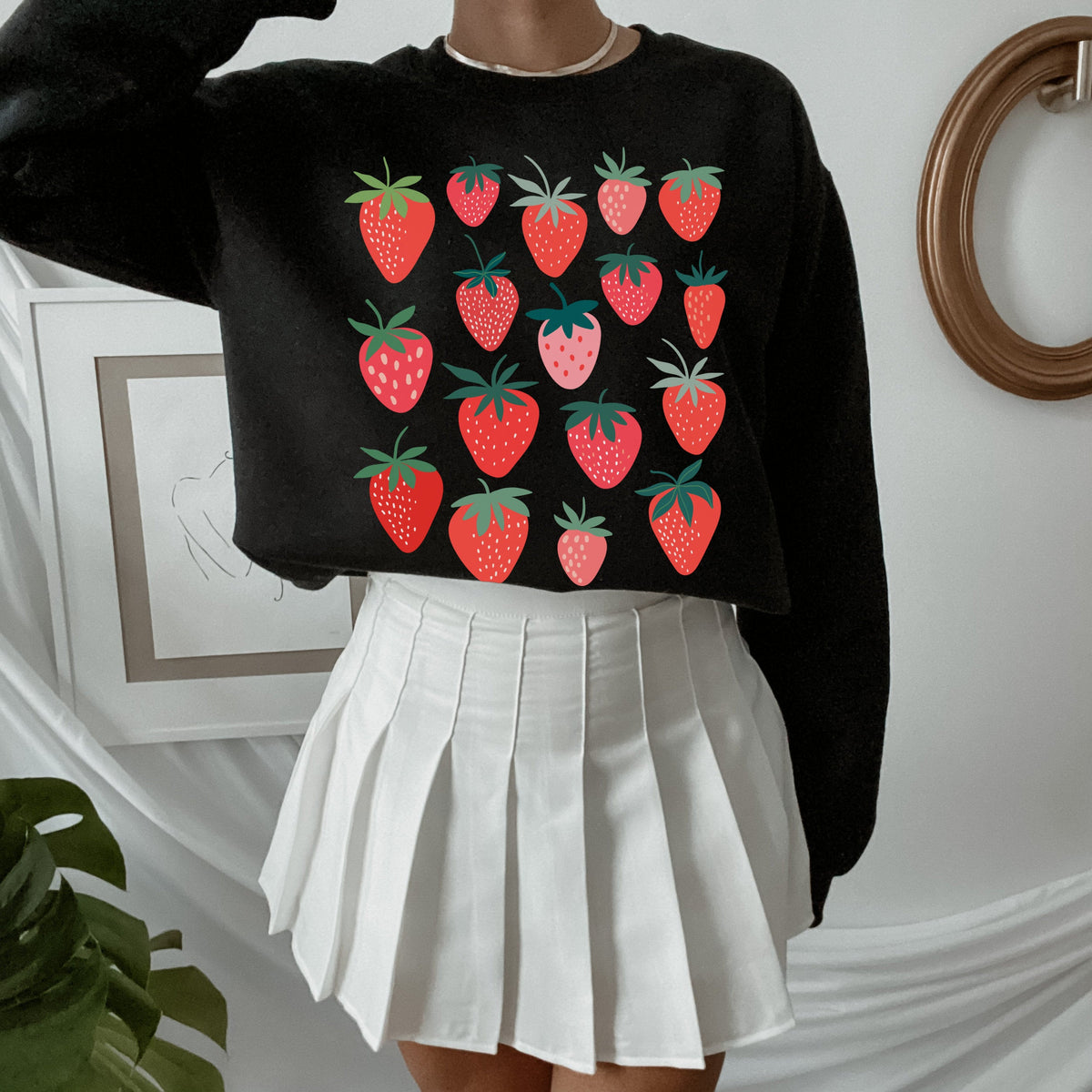 Strawberry crew neck aesthetic sweatshirt