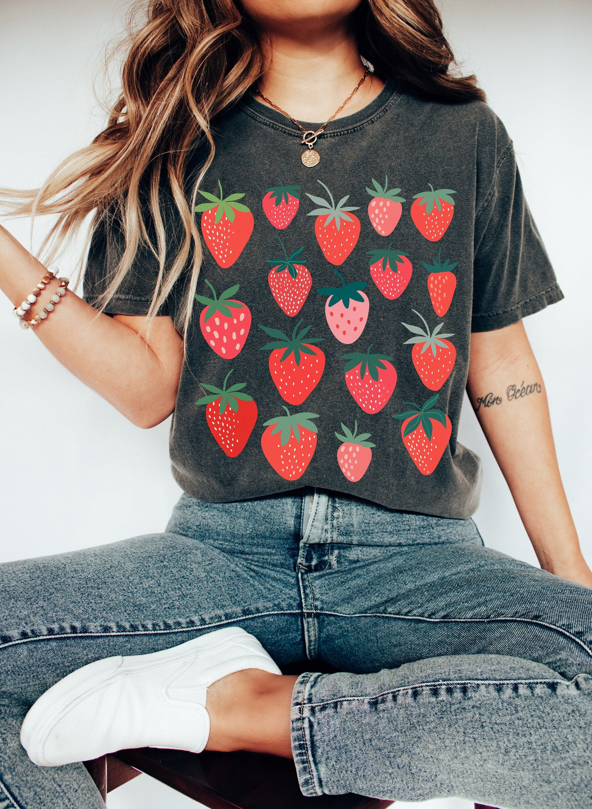 Strawberry Bohemian fruit shirt