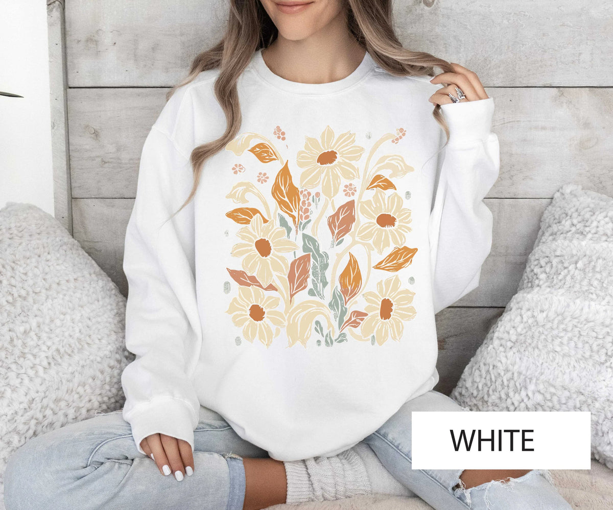 Bohemian Floral Sweatshirt Wildflower Cozy Sweater