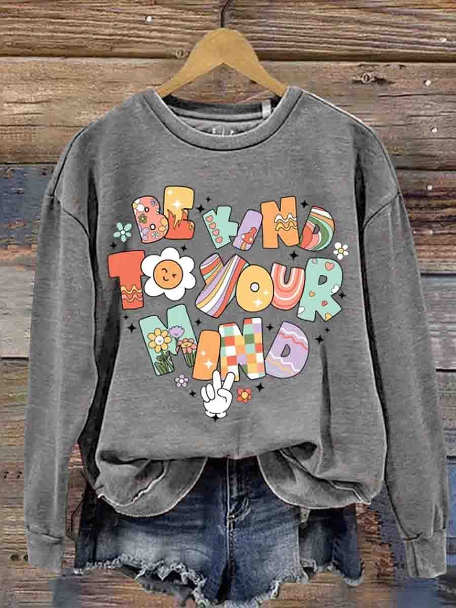 Mental Health Inspirational You Are Important Treat Your Heart Round Neck Casual Printed Sweatshirt