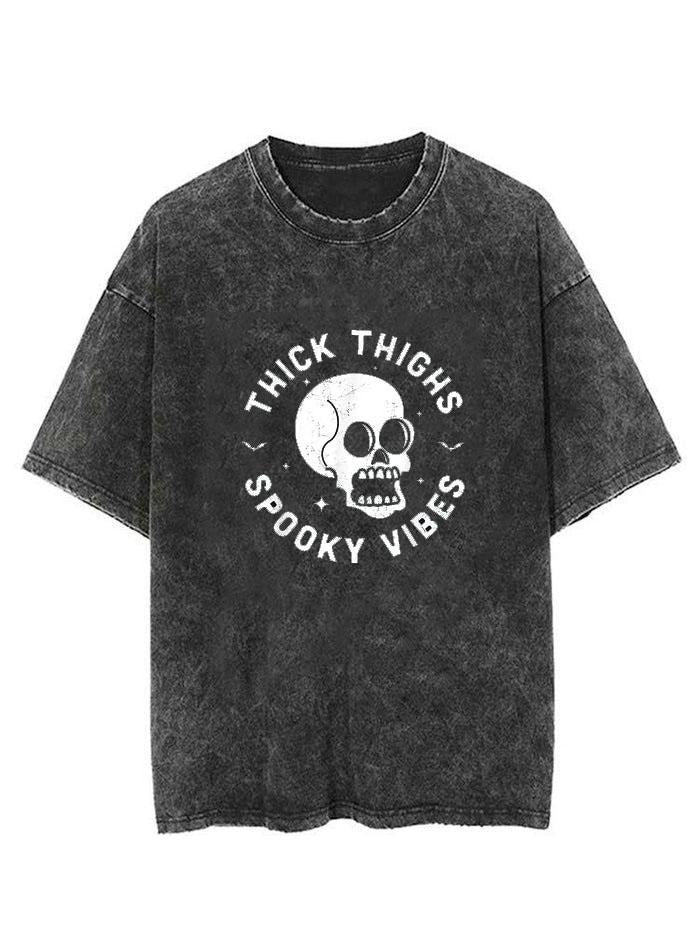 Thick Thighs Spooky Vibes Vintage Gym Shirt