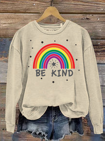 Be Kind Kindness Pride Rainbow Star Print Casual Sweatshirt