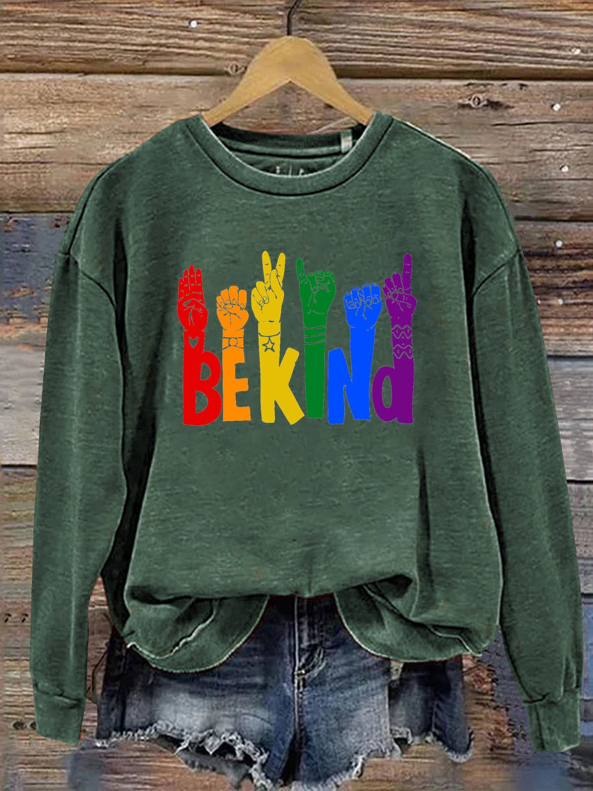 Be Kind Sign Language Kindness Pride Print Casual Sweatshirt