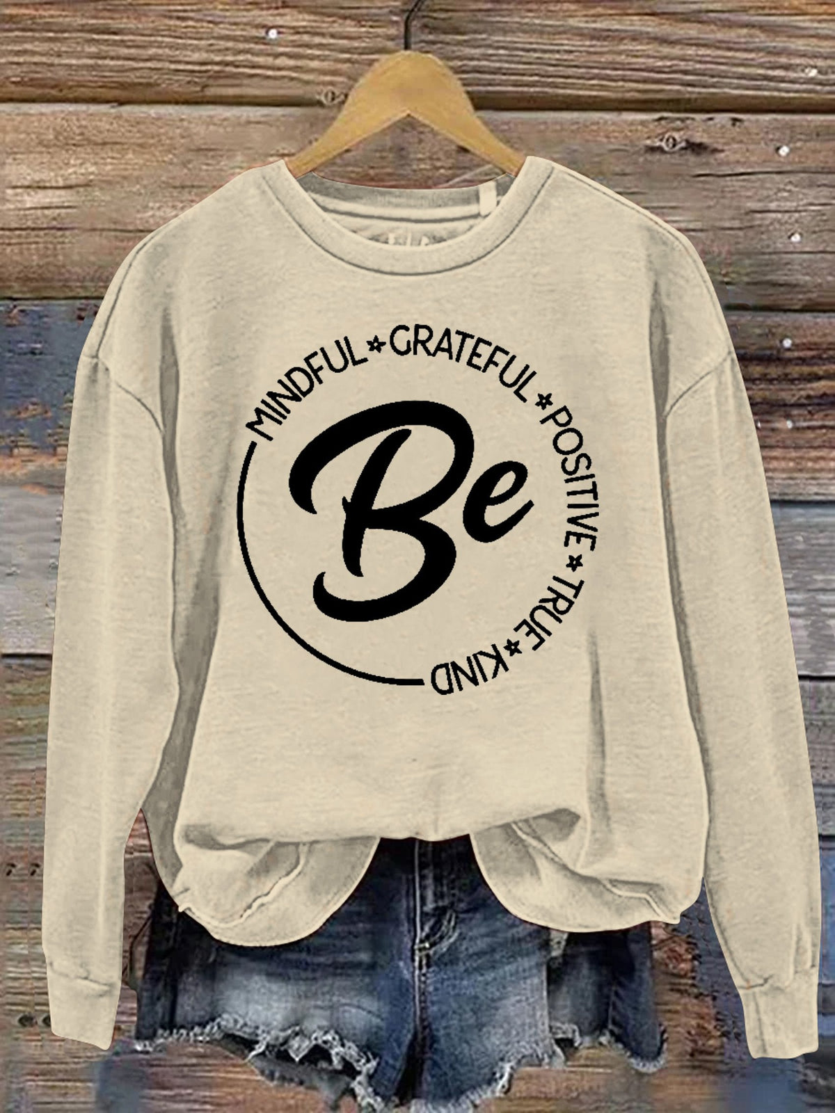 Be Kind Mindful Grateful Positive True Print Casual Sweatshirt