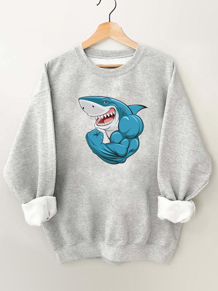 Muscular Shark Vintage Gym Sweatshirt