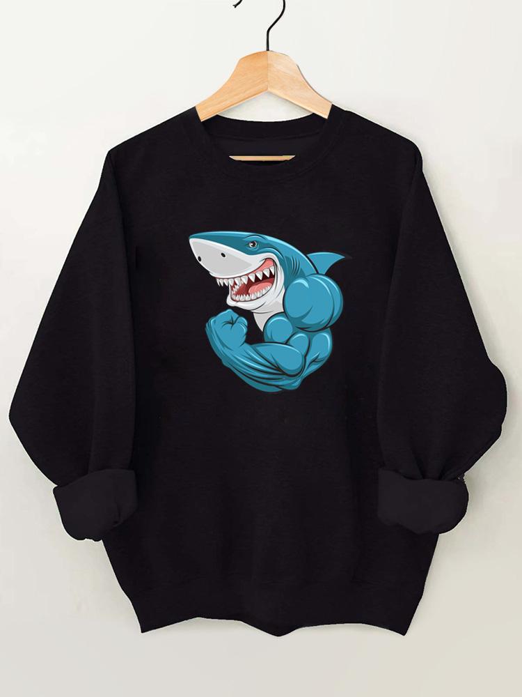 Muscular Shark Vintage Gym Sweatshirt