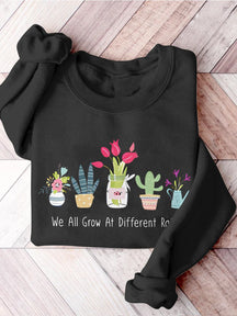 We All Grow At Different Rates Special Education Teacher Kindergarten Elementary Floral Print Casual Sweatshirt