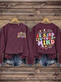 Women's Be Kind Print Casual Long Sleeve Sweatshirt