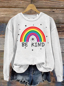 Be Kind Kindness Pride Rainbow Star Print Casual Sweatshirt