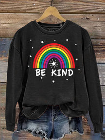 Be Kind Kindness Pride Rainbow Star Print Casual Sweatshirt