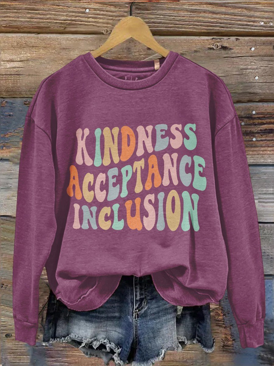 Women's Kindness Teacher Print Casual Long Sleeve Sweatshirt