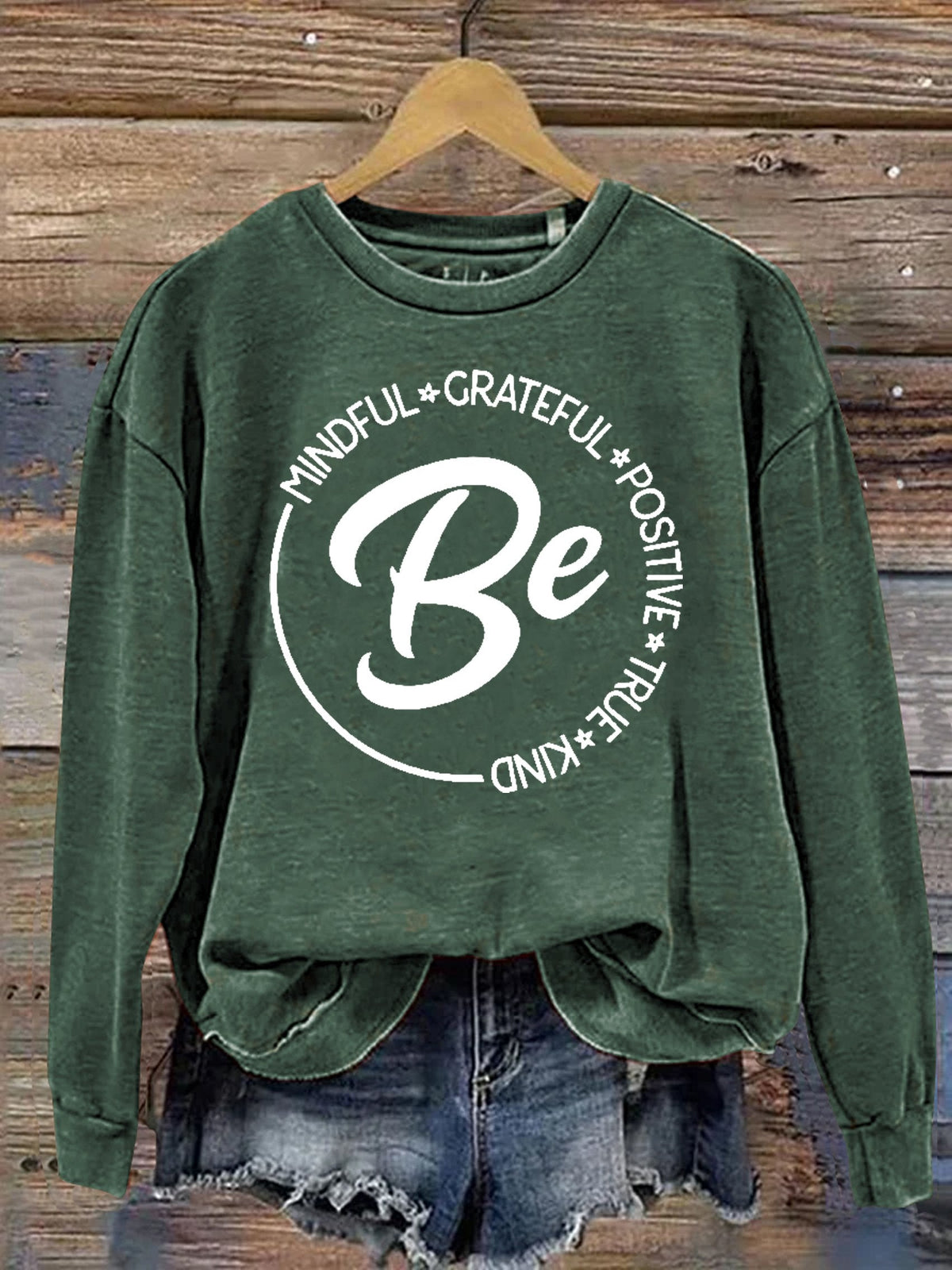 Be Kind Mindful Grateful Positive True Print Casual Sweatshirt