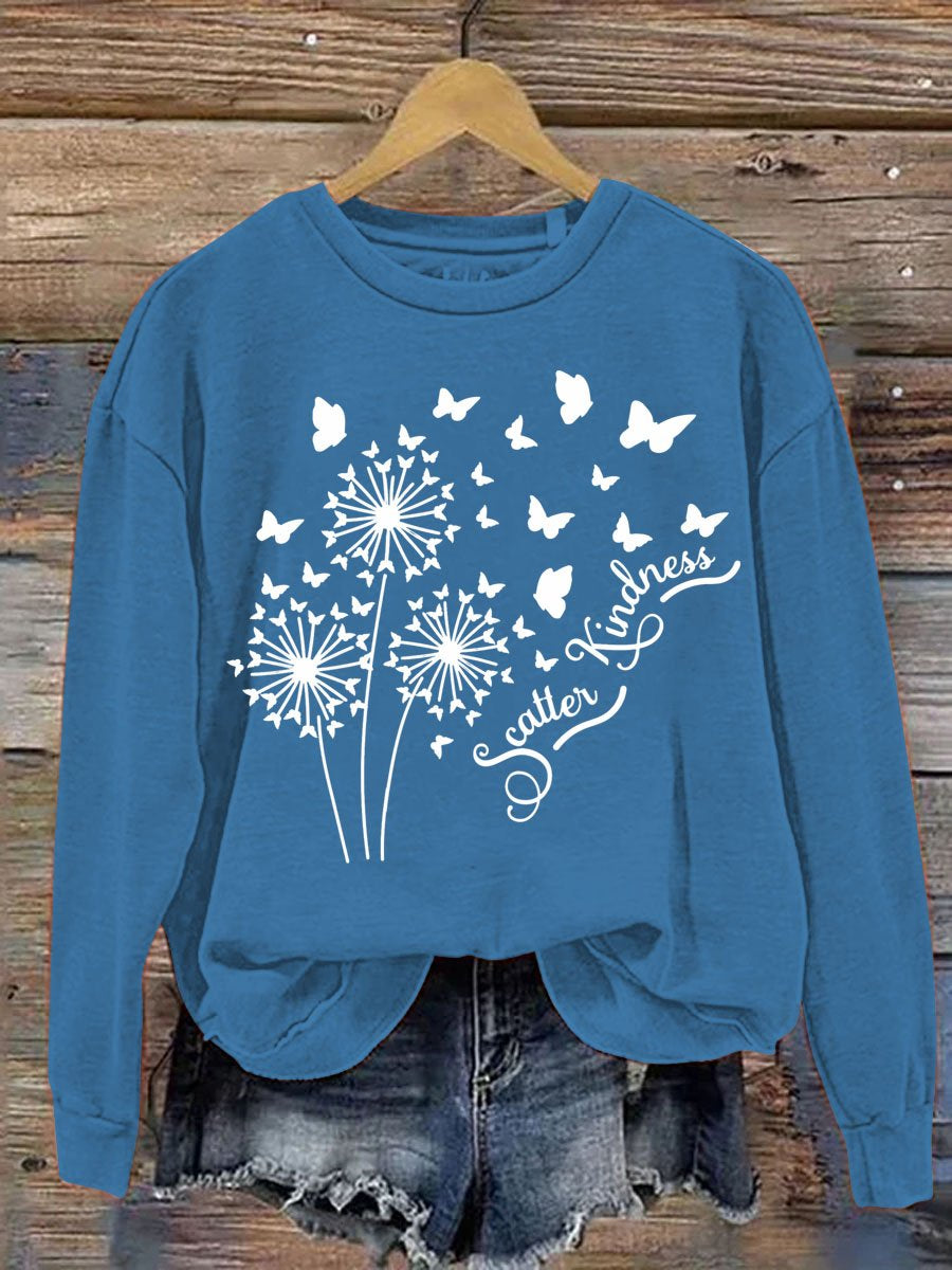 Scatter Kindness Art Pattern Print Casual Sweatshirt