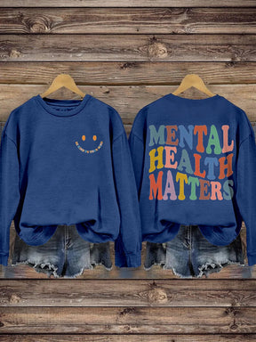 Be Kind To Your Mind Mental Health Matters Mental Health Awareness Pattern Print Casual Sweatshirt