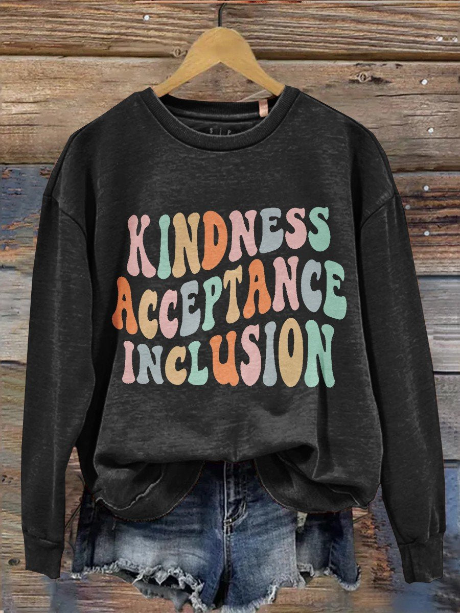 Women's Kindness Teacher Print Casual Long Sleeve Sweatshirt