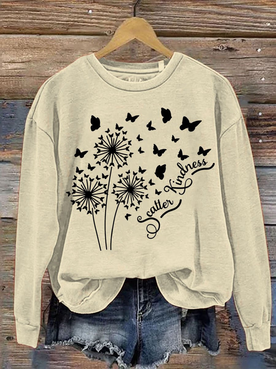 Scatter Kindness Art Pattern Print Casual Sweatshirt