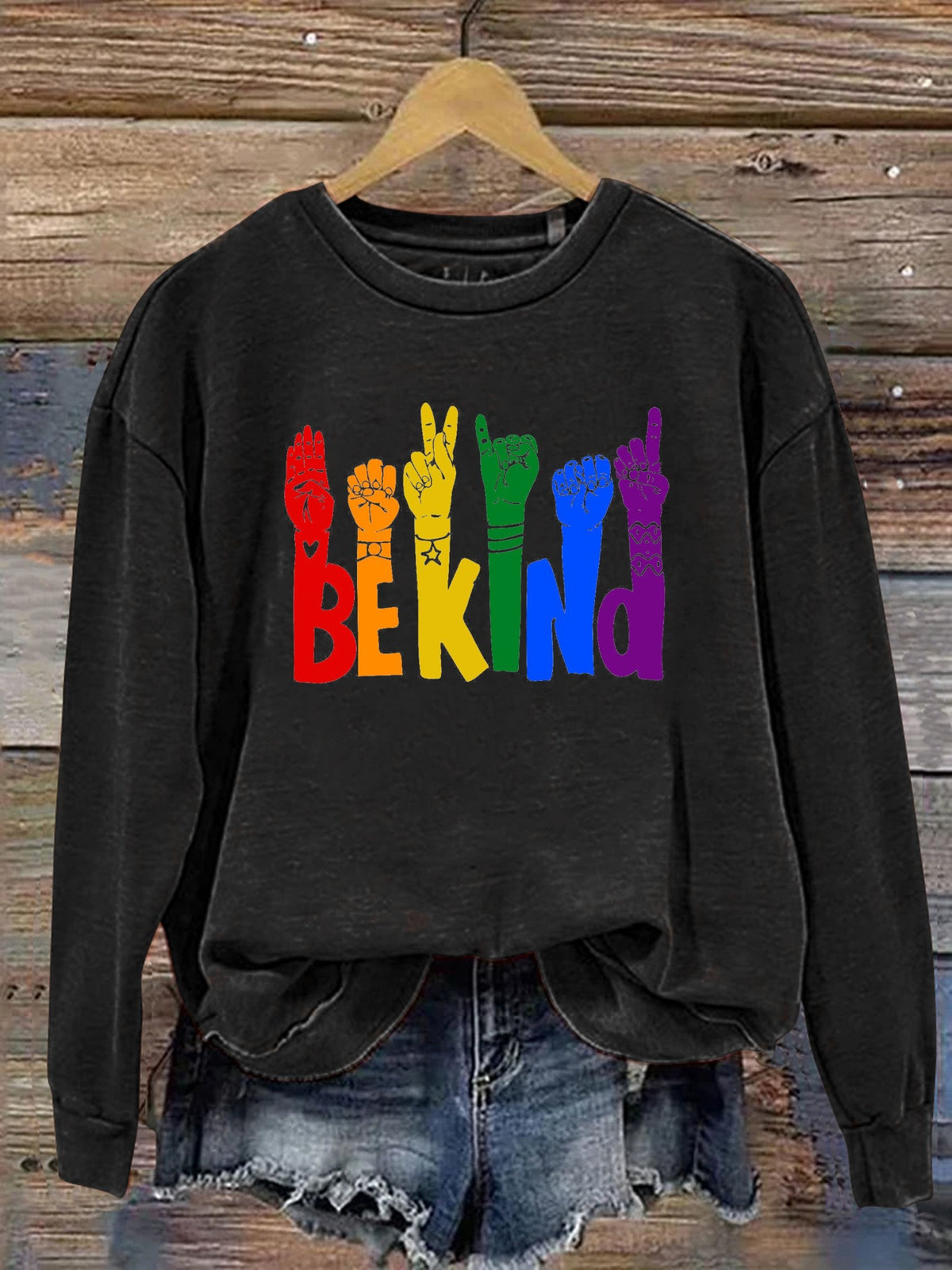 Be Kind Sign Language Kindness Pride Print Casual Sweatshirt