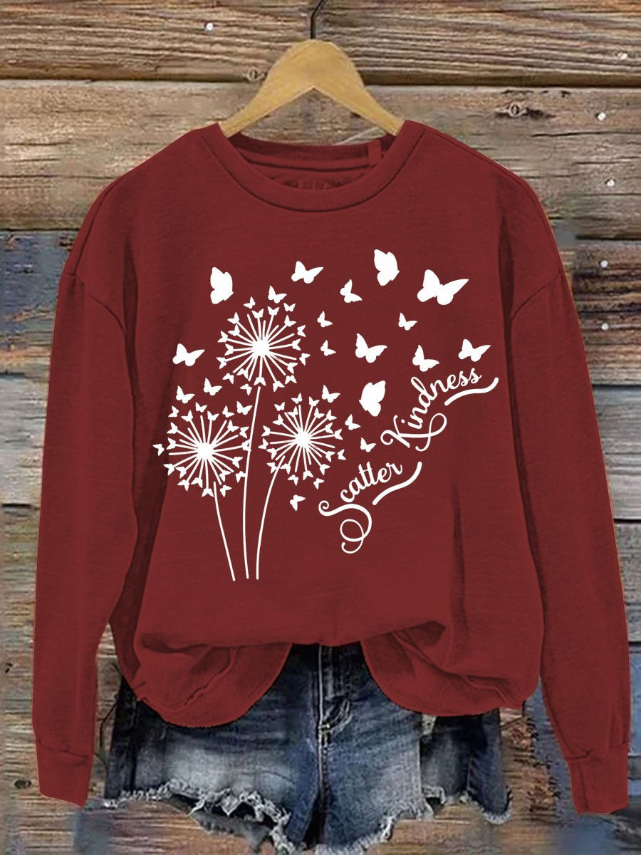 Scatter Kindness Art Pattern Print Casual Sweatshirt