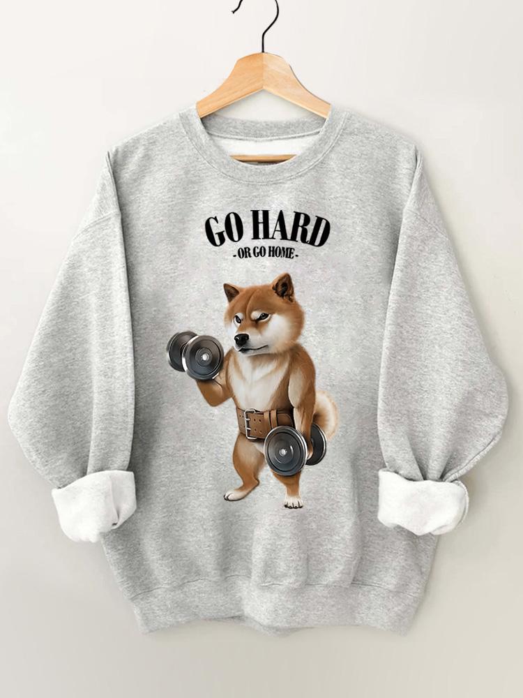 Go hard or go home Shiba dog Vintage Gym Sweatshirt